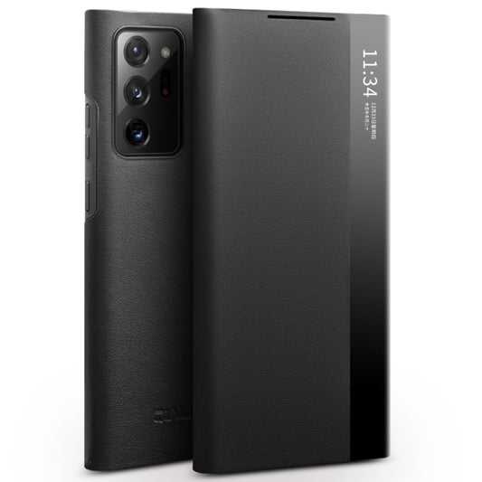 QIALINO Genuine Leather Side Window View Smart Phone Case, For Samsung Galaxy Note20 Ultra, For Samsung Galaxy S21 5G, For Samsung Galaxy S21+ 5G