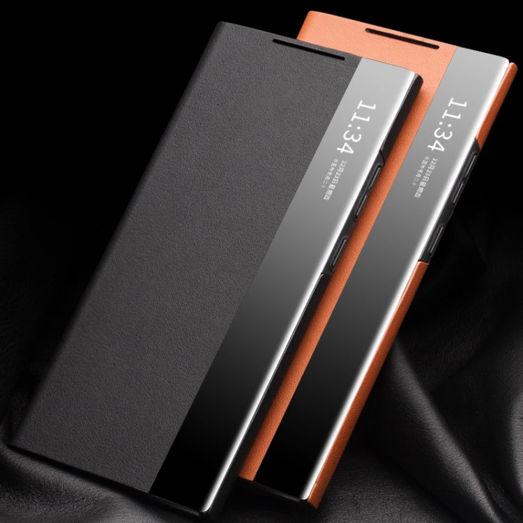 QIALINO Genuine Leather Side Window View Smart Phone Case, For Samsung Galaxy Note20 Ultra, For Samsung Galaxy S21 5G, For Samsung Galaxy S21+ 5G