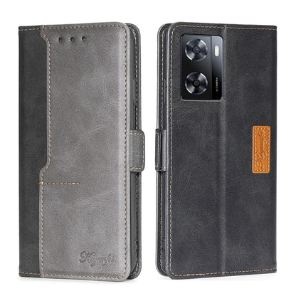 Contrast Color Side Buckle Leather Phone Case