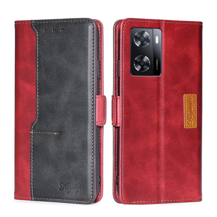 Contrast Color Side Buckle Leather Phone Case