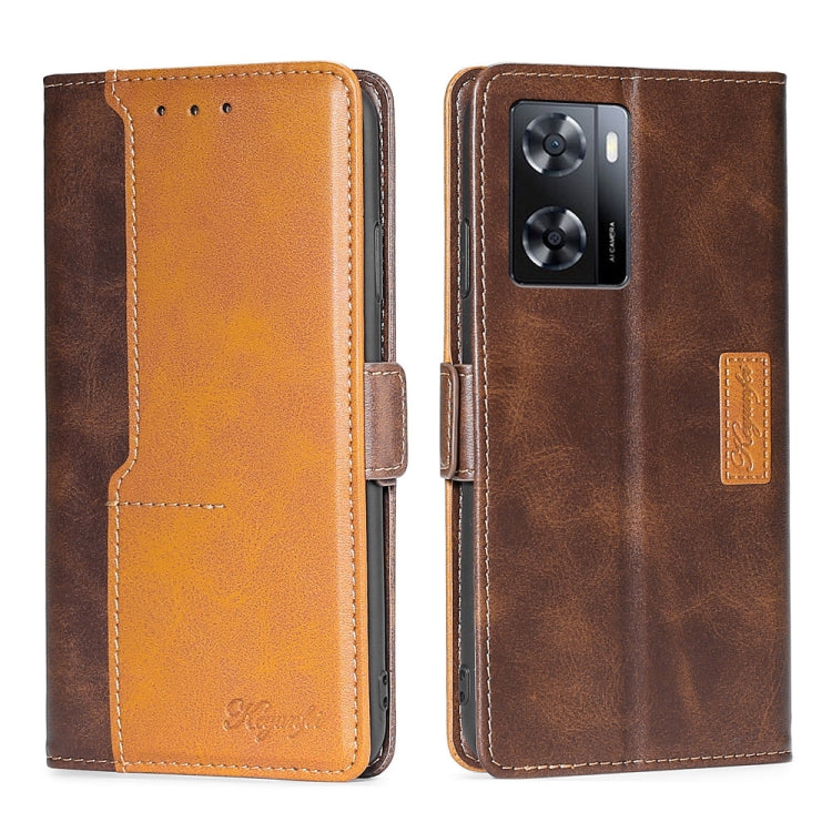 Contrast Color Side Buckle Leather Phone Case