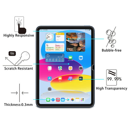 2pcs 0.26mm 9H 2.5D Explosion-proof Tempered Glass Film, For iPad 10th Gen 10.9 2022(2 PCS)