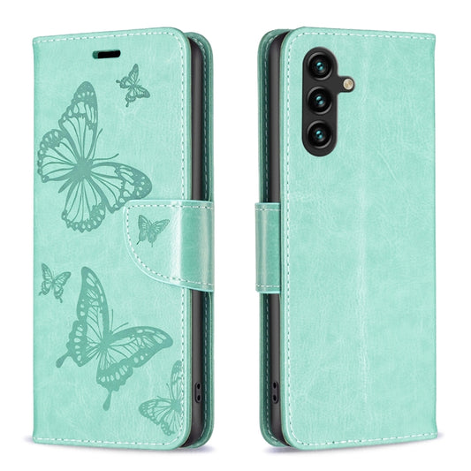 Embossing Two Butterflies Pattern Leather Case