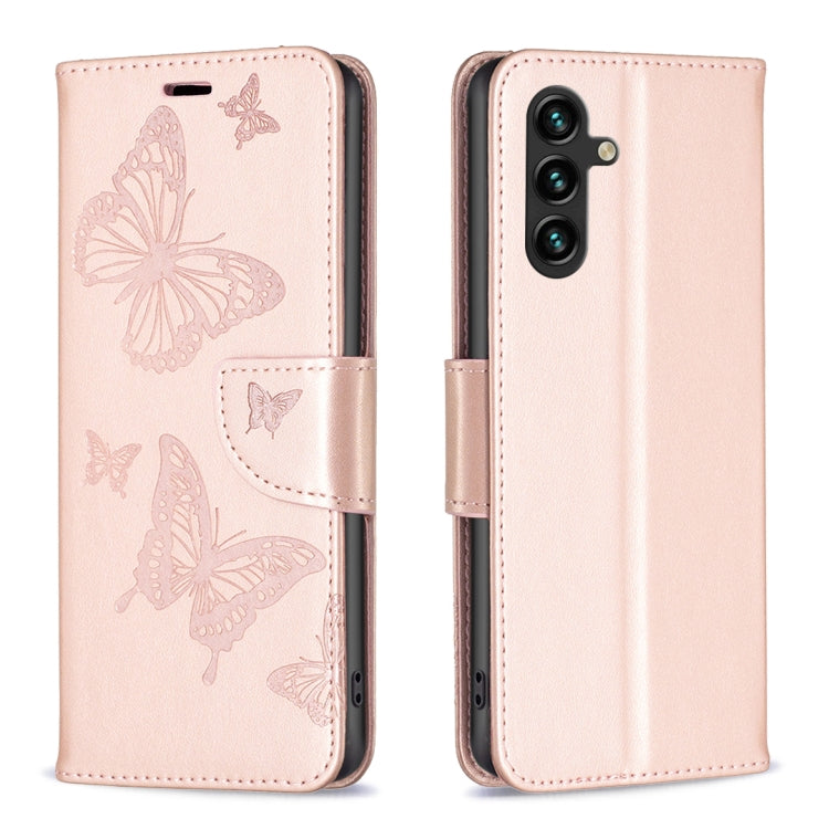 Embossing Two Butterflies Pattern Leather Case