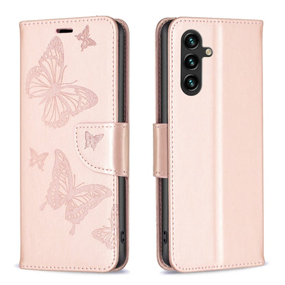 Embossing Two Butterflies Pattern Leather Case