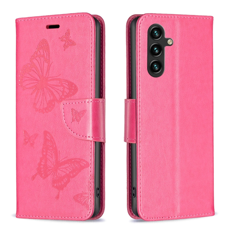 Embossing Two Butterflies Pattern Leather Case