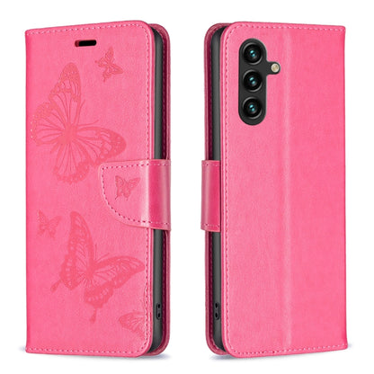 Embossing Two Butterflies Pattern Leather Case