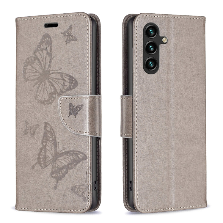 Embossing Two Butterflies Pattern Leather Case