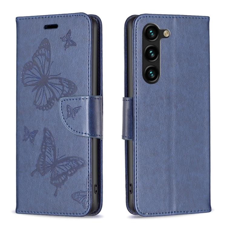 Embossing Two Butterflies Pattern Leather Case