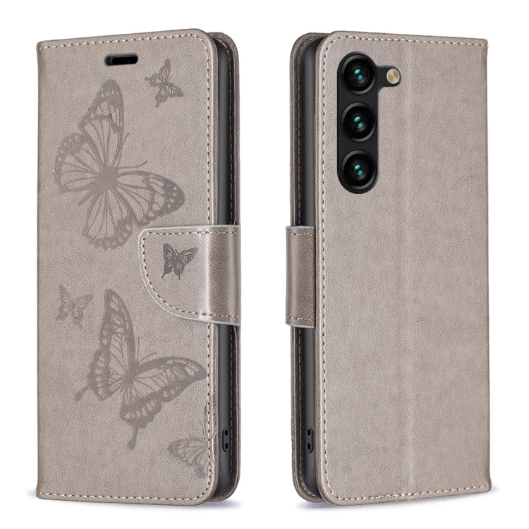 Embossing Two Butterflies Pattern Leather Case