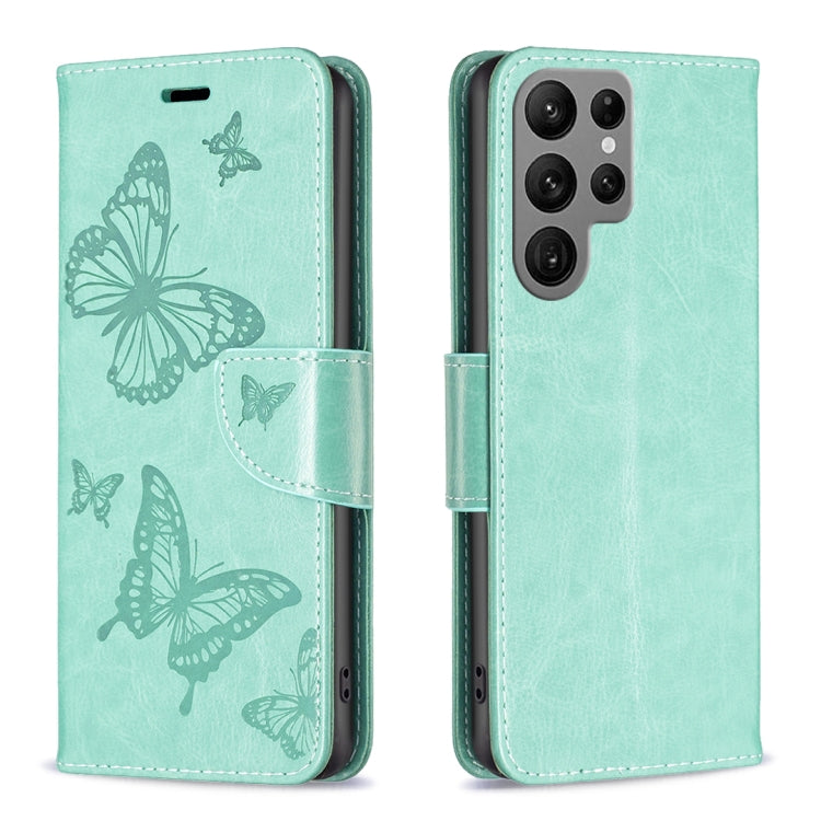 Embossing Two Butterflies Pattern Leather Case
