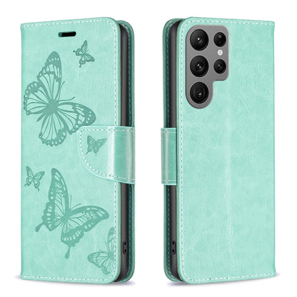 Embossing Two Butterflies Pattern Leather Case