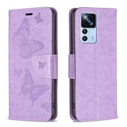 Embossing Two Butterflies Pattern Leather Case, For Xiaomi 12T / 12T Pro / Redmi K50 Ultra