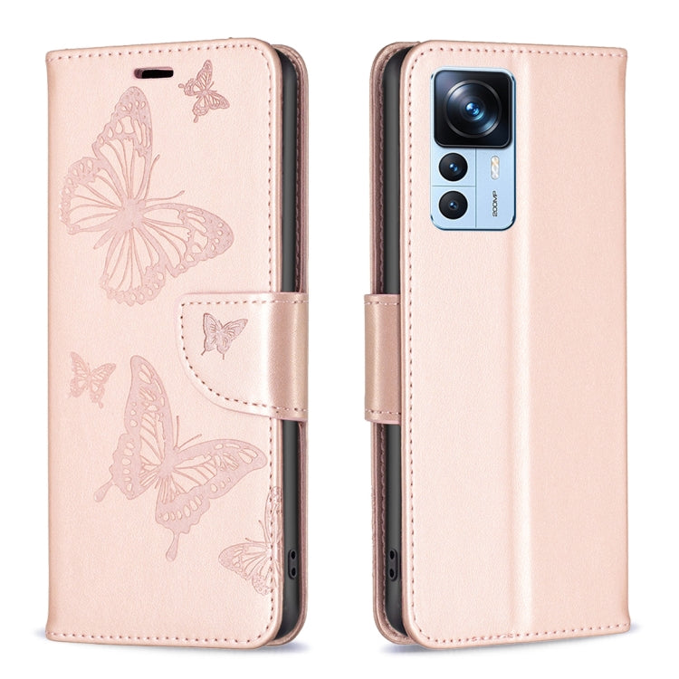 Embossing Two Butterflies Pattern Leather Case, For Xiaomi 12T / 12T Pro / Redmi K50 Ultra