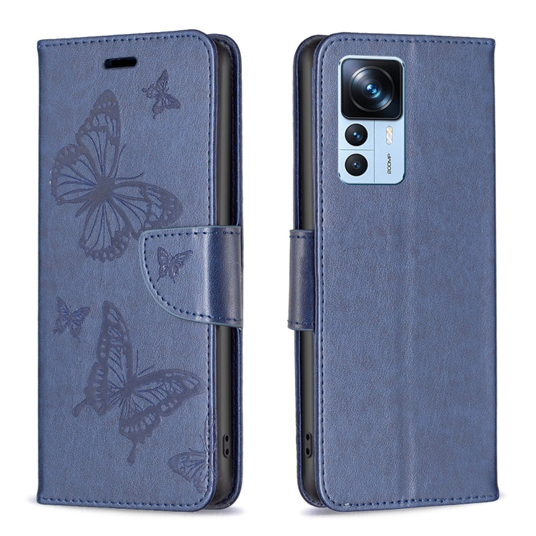 Embossing Two Butterflies Pattern Leather Case, For Xiaomi 12T / 12T Pro / Redmi K50 Ultra