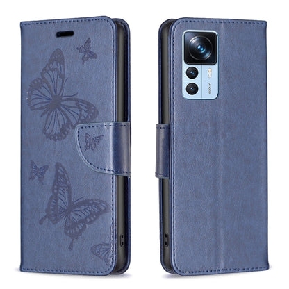 Embossing Two Butterflies Pattern Leather Case, For Xiaomi 12T / 12T Pro / Redmi K50 Ultra
