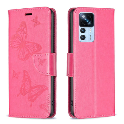 Embossing Two Butterflies Pattern Leather Case, For Xiaomi 12T / 12T Pro / Redmi K50 Ultra