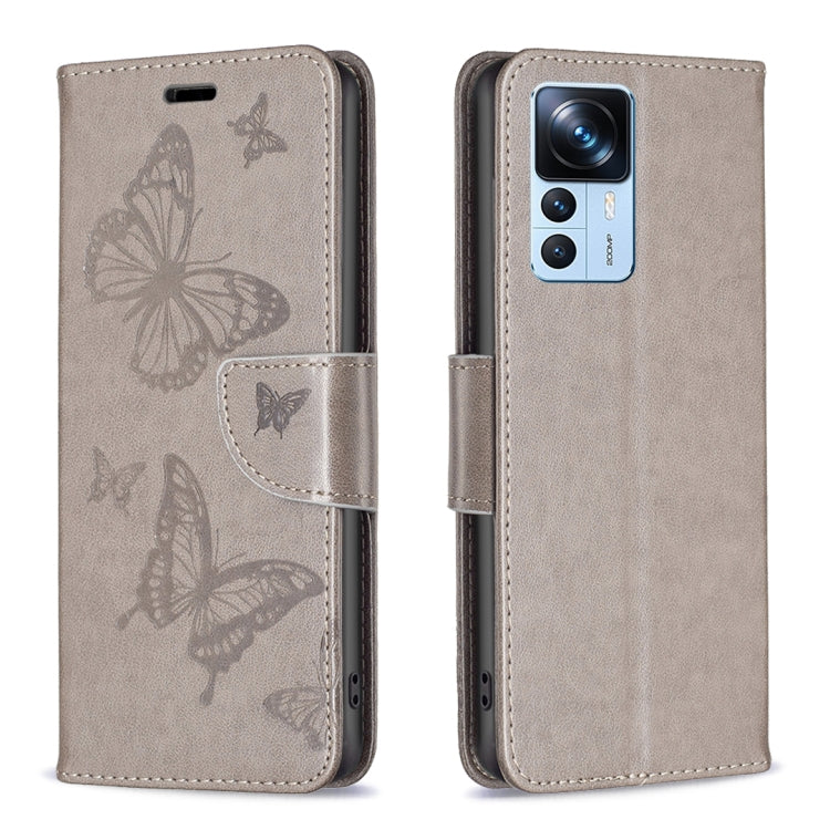 Embossing Two Butterflies Pattern Leather Case, For Xiaomi 12T / 12T Pro / Redmi K50 Ultra