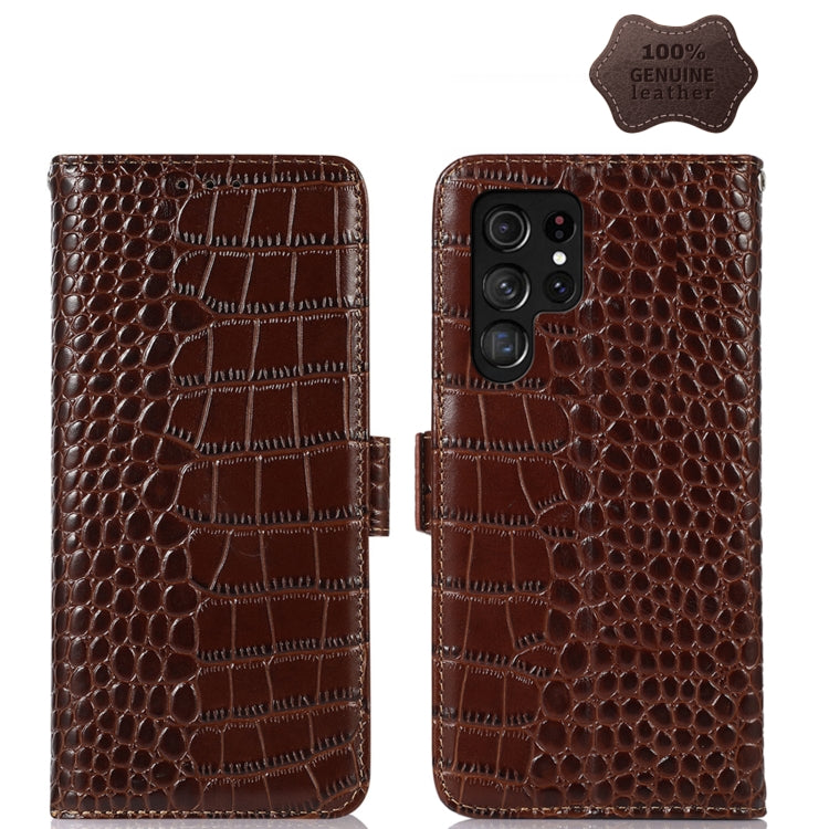 Crocodile Top Layer Cowhide Leather Phone Case, For Samsung Galaxy S23+ 5G, For Samsung Galaxy S23 Ultra 5G, For Samsung Galaxy S23 5G