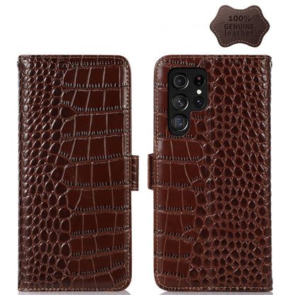 Crocodile Top Layer Cowhide Leather Phone Case, For Samsung Galaxy S23+ 5G, For Samsung Galaxy S23 Ultra 5G, For Samsung Galaxy S23 5G