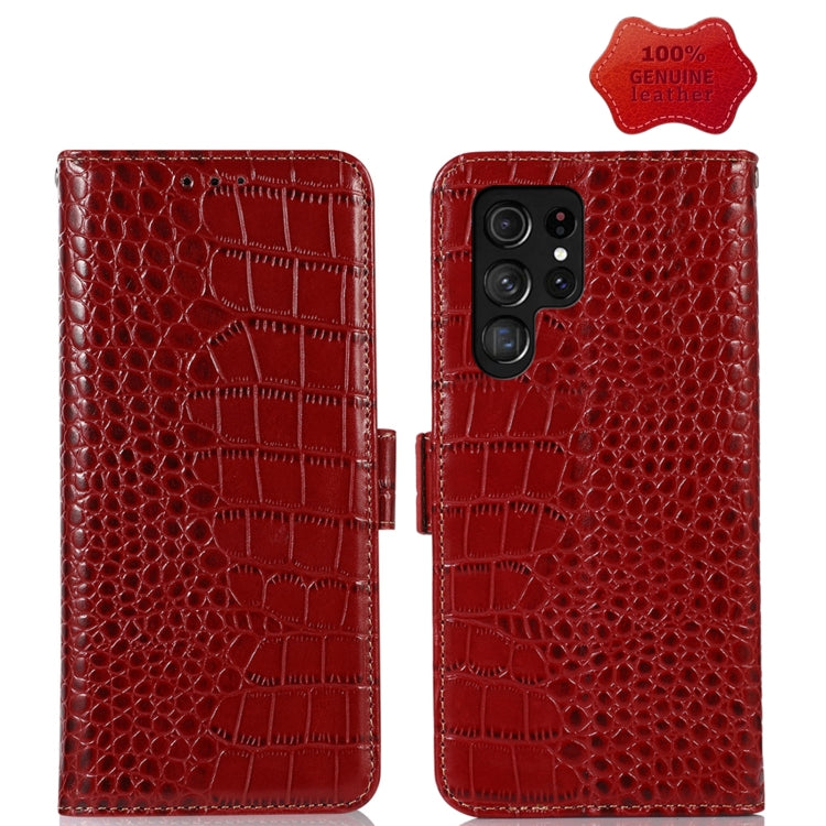 Crocodile Top Layer Cowhide Leather Phone Case, For Samsung Galaxy S23+ 5G, For Samsung Galaxy S23 Ultra 5G, For Samsung Galaxy S23 5G