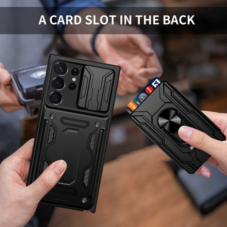 Sliding Camshield TPU+PC Phone Case with Card Slot