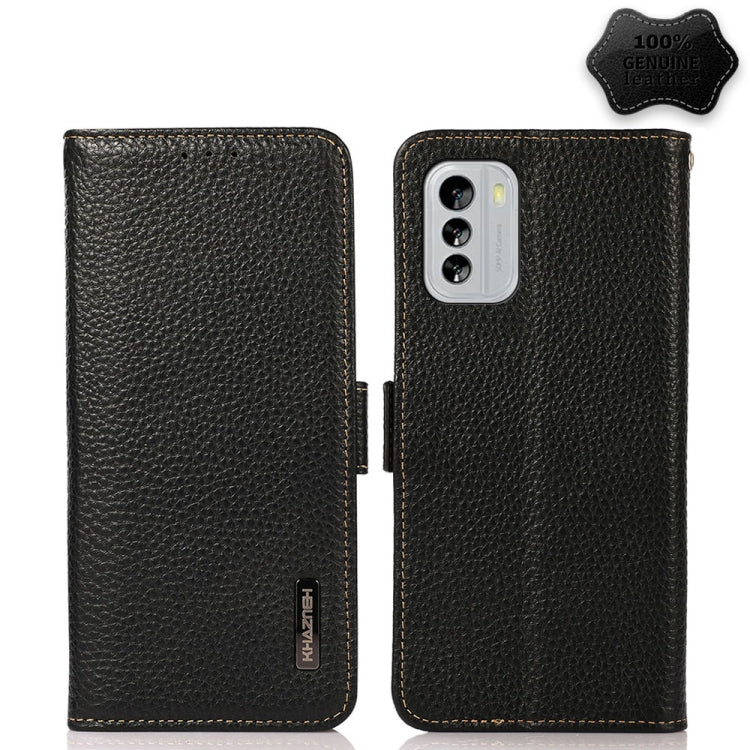 KHAZNEH Side-Magnetic Litchi Genuine Leather RFID Phone Case