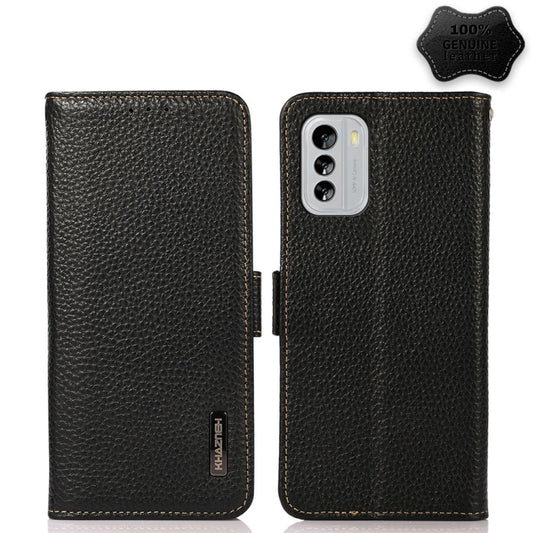 KHAZNEH Side-Magnetic Litchi Genuine Leather RFID Phone Case, For Nokia G60 5G, For Samsung Galaxy S23+ 5G, For Samsung Galaxy S23 5G, For Samsung Galaxy S23 Ultra 5G