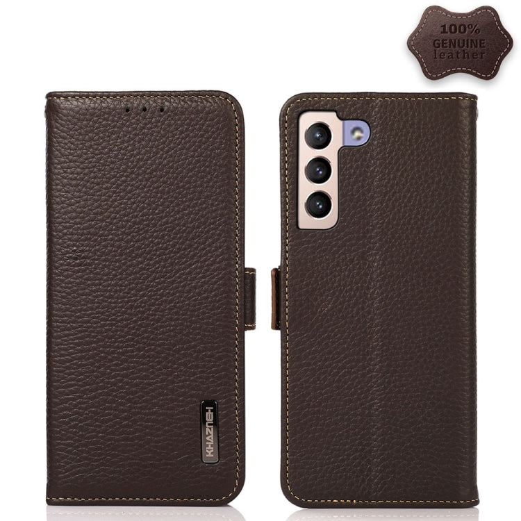 KHAZNEH Side-Magnetic Litchi Genuine Leather RFID Phone Case