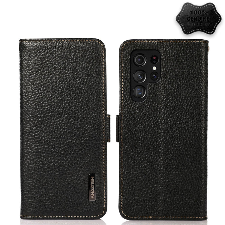 KHAZNEH Side-Magnetic Litchi Genuine Leather RFID Phone Case, For Nokia G60 5G, For Samsung Galaxy S23+ 5G, For Samsung Galaxy S23 5G, For Samsung Galaxy S23 Ultra 5G