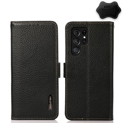 KHAZNEH Side-Magnetic Litchi Genuine Leather RFID Phone Case, For Nokia G60 5G, For Samsung Galaxy S23+ 5G, For Samsung Galaxy S23 5G, For Samsung Galaxy S23 Ultra 5G