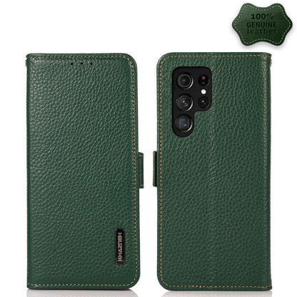 KHAZNEH Side-Magnetic Litchi Genuine Leather RFID Phone Case, For Nokia G60 5G, For Samsung Galaxy S23+ 5G, For Samsung Galaxy S23 5G, For Samsung Galaxy S23 Ultra 5G