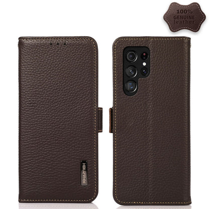 KHAZNEH Side-Magnetic Litchi Genuine Leather RFID Phone Case, For Nokia G60 5G, For Samsung Galaxy S23+ 5G, For Samsung Galaxy S23 5G, For Samsung Galaxy S23 Ultra 5G