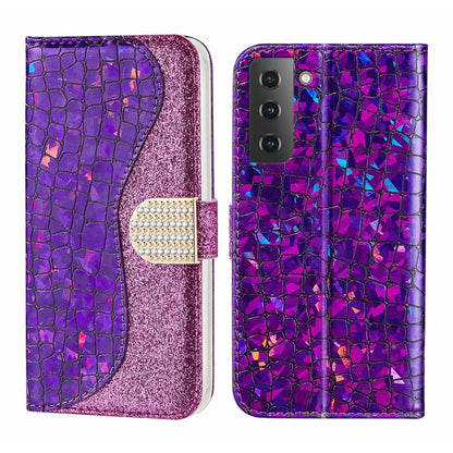 Laser Glitter Powder Crocodile Texture Leather Phone Case, For Samsung Galaxy S23 5G, For Samsung Galaxy S23+ 5G, For Samsung Galaxy S23 Ultra 5G, For Samsung Galaxy A14 5G