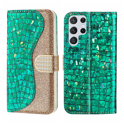 Laser Glitter Powder Crocodile Texture Leather Phone Case, For Samsung Galaxy S23 5G, For Samsung Galaxy S23+ 5G, For Samsung Galaxy S23 Ultra 5G, For Samsung Galaxy A14 5G