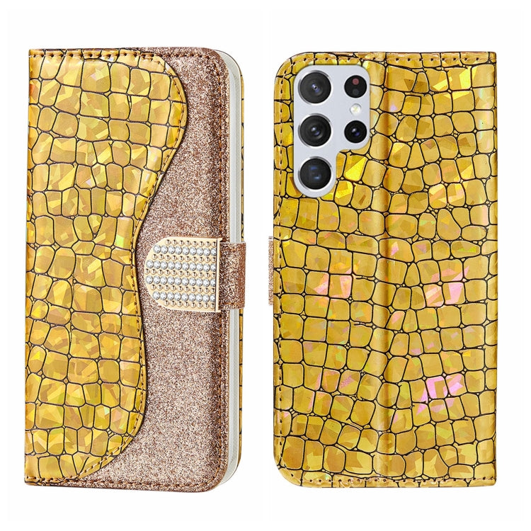 Laser Glitter Powder Crocodile Texture Leather Phone Case, For Samsung Galaxy S23 5G, For Samsung Galaxy S23+ 5G, For Samsung Galaxy S23 Ultra 5G, For Samsung Galaxy A14 5G