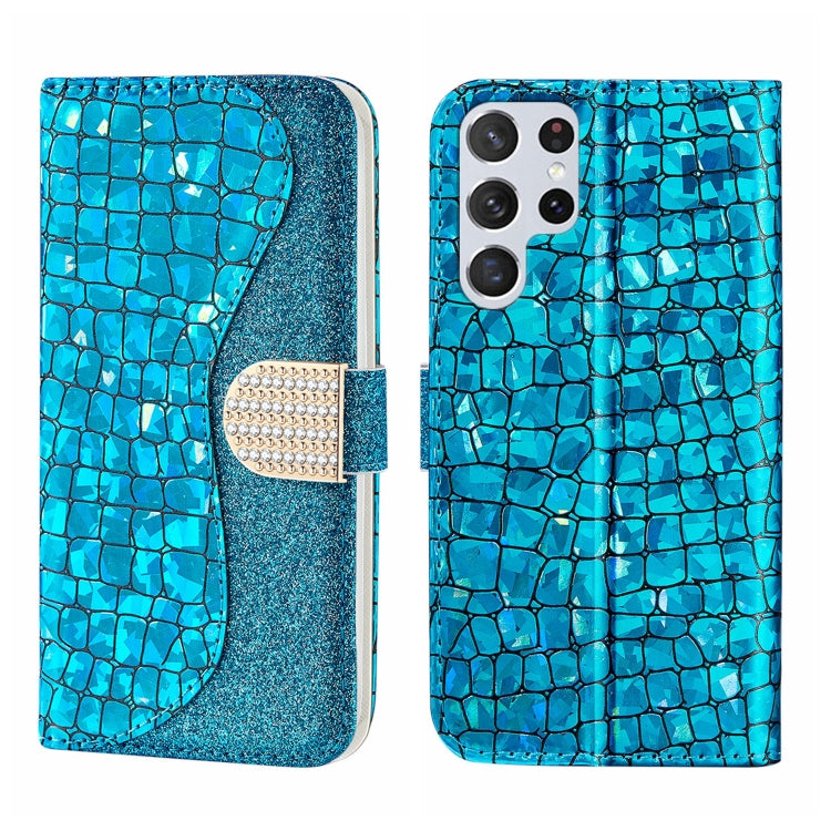 Laser Glitter Powder Crocodile Texture Leather Phone Case, For Samsung Galaxy S23 5G, For Samsung Galaxy S23+ 5G, For Samsung Galaxy S23 Ultra 5G, For Samsung Galaxy A14 5G
