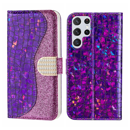 Laser Glitter Powder Crocodile Texture Leather Phone Case, For Samsung Galaxy S23 5G, For Samsung Galaxy S23+ 5G, For Samsung Galaxy S23 Ultra 5G, For Samsung Galaxy A14 5G