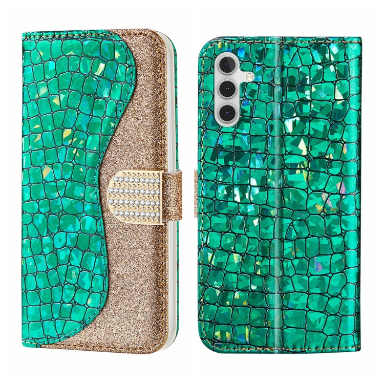 Laser Glitter Powder Crocodile Texture Leather Phone Case, For Samsung Galaxy S23 5G, For Samsung Galaxy S23+ 5G, For Samsung Galaxy S23 Ultra 5G, For Samsung Galaxy A14 5G