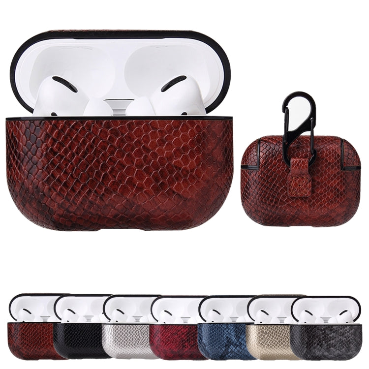 Anti-fall Snakeskin Texture PU Leather Protective Case with Carabiner