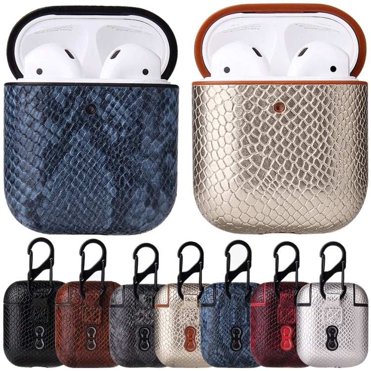 Anti-fall Snakeskin Texture PU Leather Protective Case with Carabiner