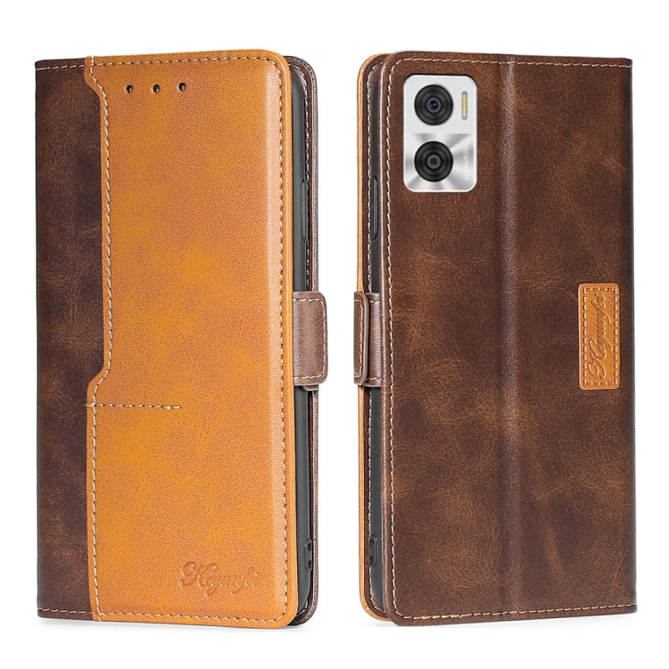 Contrast Color Side Buckle Leather Phone Case