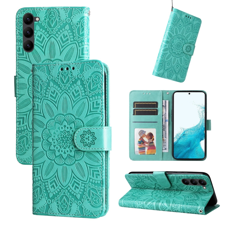 Embossed Sunflower Leather Phone Case, For Samsung Galaxy S23 5G, For Samsung Galaxy S23+ 5G, For Samsung Galaxy S23 Ultra 5G