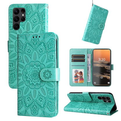 Embossed Sunflower Leather Phone Case, For Samsung Galaxy S23 5G, For Samsung Galaxy S23+ 5G, For Samsung Galaxy S23 Ultra 5G