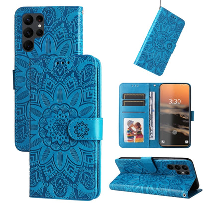 Embossed Sunflower Leather Phone Case, For Samsung Galaxy S23 5G, For Samsung Galaxy S23+ 5G, For Samsung Galaxy S23 Ultra 5G