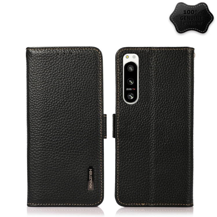 KHAZNEH Side-Magnetic Litchi Genuine Leather RFID Case