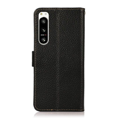 KHAZNEH Side-Magnetic Litchi Genuine Leather RFID Case