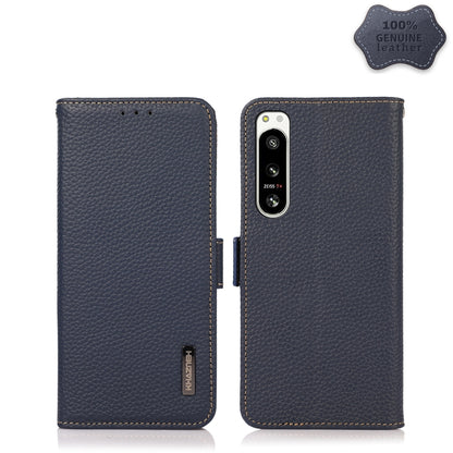 KHAZNEH Side-Magnetic Litchi Genuine Leather RFID Case