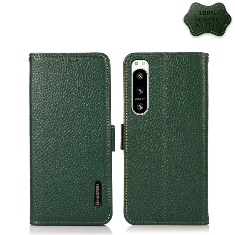 KHAZNEH Side-Magnetic Litchi Genuine Leather RFID Case