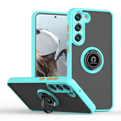 Q Shadow I Ring Kickstand PC and TPU Hybrid Phone Case, For Samsung Galaxy S23 5G, For Samsung Galaxy S23+ 5G